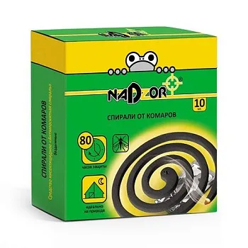 Спирали от комаров NADZOR ЧЕРНЫЕ 10шт (60) 117-540